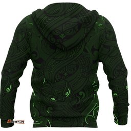 New Zealand Hoodie, Maori Gods Pullover Hoodie, Tumatauenga God Of War Green