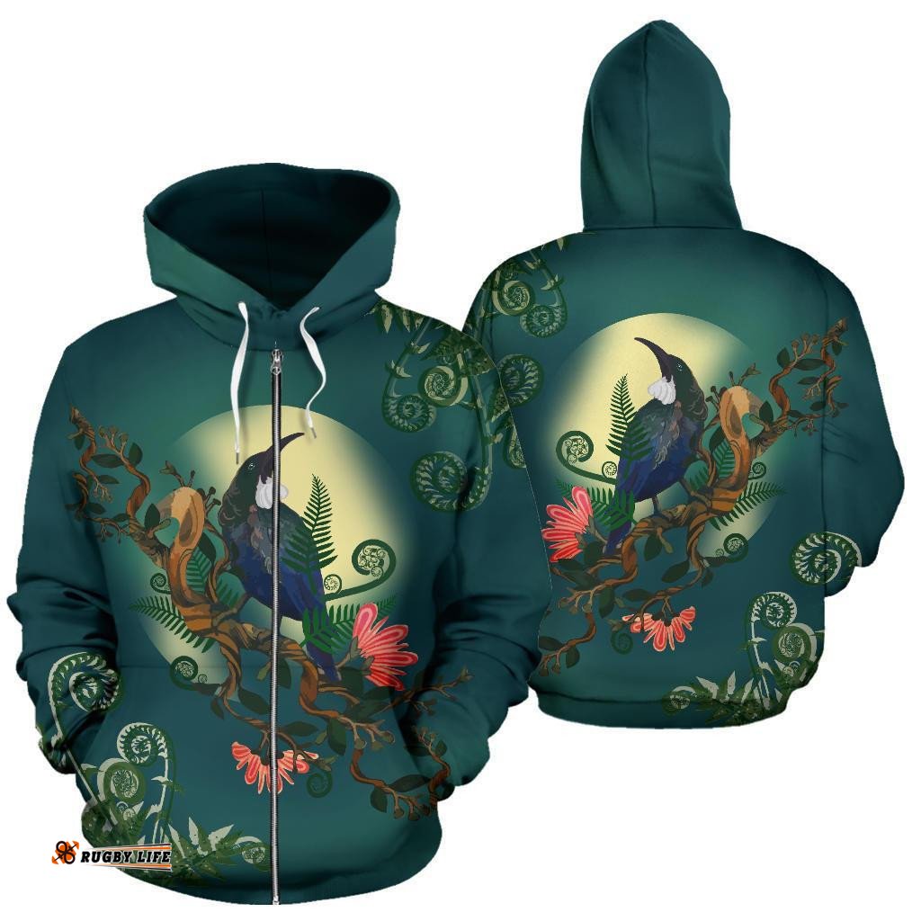 New Zealand Tui Bird Zip Hoodie