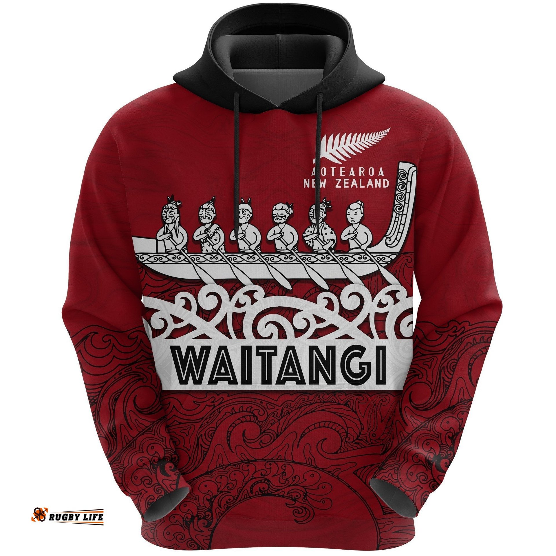 New Zealand Waitangi Hoodie Waka