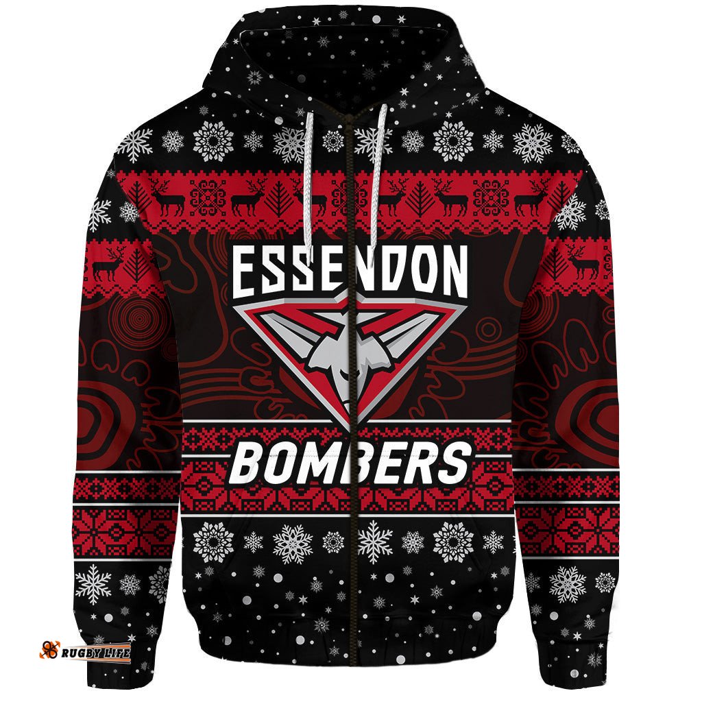 essendon bombers zip hoodie christmas simple style black