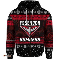 essendon bombers zip hoodie christmas simple style black
