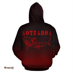 Maori Shark Aotearoa Hoodie Red