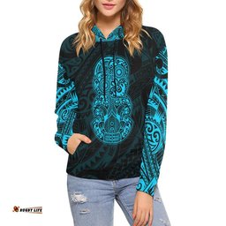 Hei Tiki Maori Tattoo All Over Hoodie Blue
