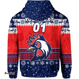 custom personalised sydney roosters zip hoodie christmas simple style blue