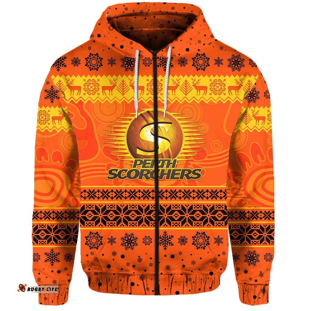 custom personalised perth scorchers zip hoodie christmas simple style