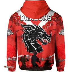 custom personalised dragons anzac hoodie lest we forget