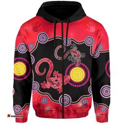 custom personalised aboriginal lizard zip hoodie attracted australia version red