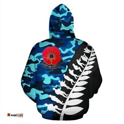 Lest We Forget New Zealand Hoodie Blue Camo