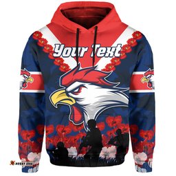 custom personalised roosters anzac hoodie we will remember them