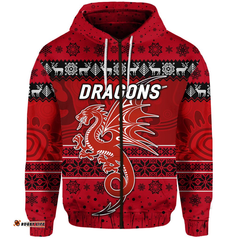custom personalised st george illawarra dragons zip hoodie christmas simple style red
