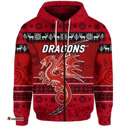 custom personalised st george illawarra dragons zip hoodie christmas simple style red