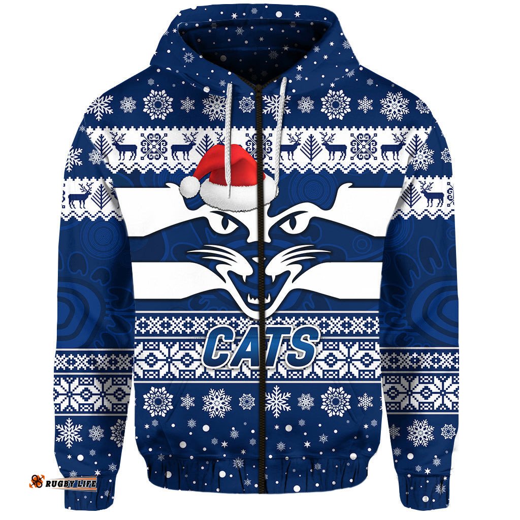 geelong cats zip hoodie christmas simple style