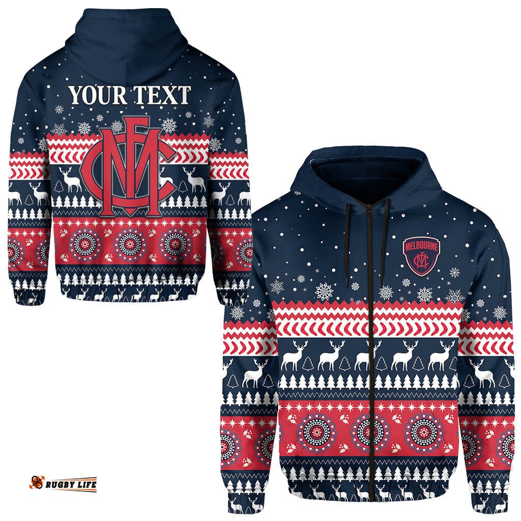 custom personalised demons christmas zip hoodie indigenous melbourne football