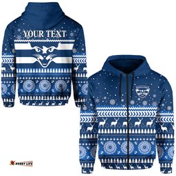 custom personalised cats christmas zip hoodie indigenous geelong football
