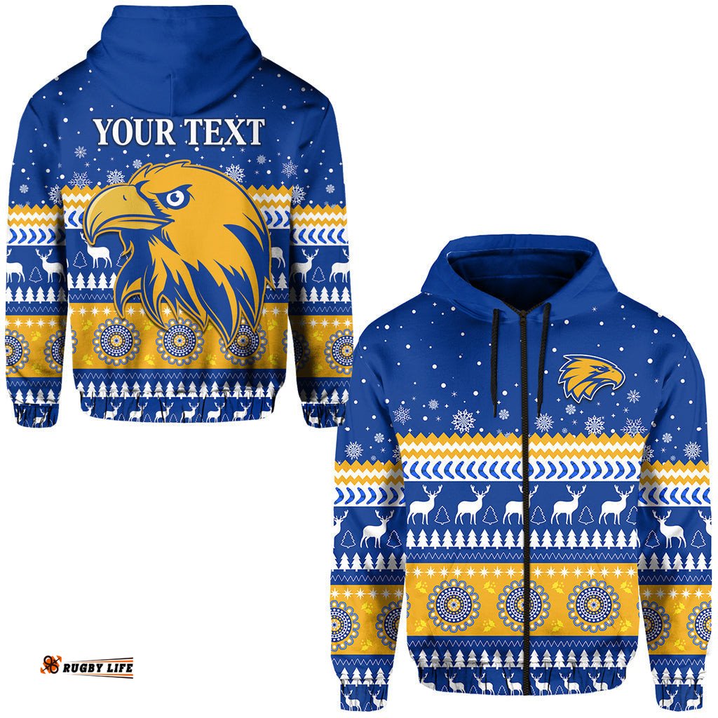 custom personalised eagles christmas zip hoodie indigenous west coast