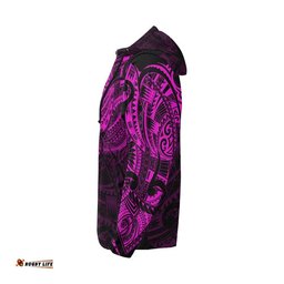 New Zealand Maori Tattoo All Over Print Zip Up Pink Hoodie