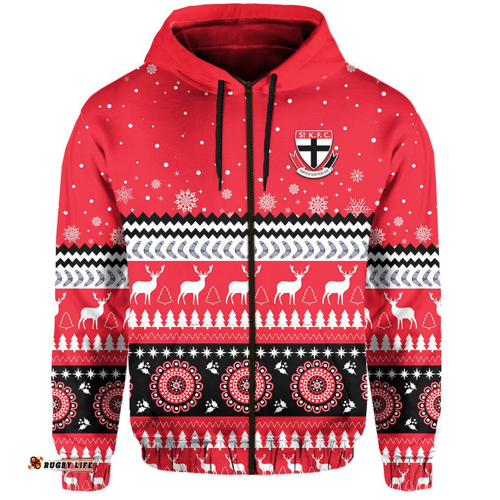 saints christmas zip hoodie indigenous st kilda football