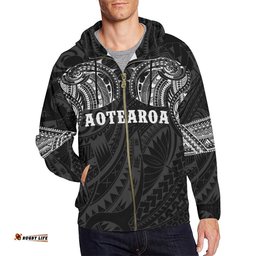 Aotearoa Maori Tattoo All Over Zip Hoodie White