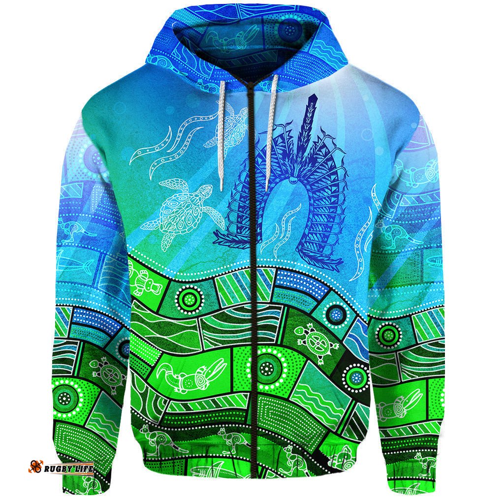 aboriginal torres strait islands zip hoodie towards the light