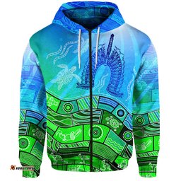 aboriginal torres strait islands zip hoodie towards the light
