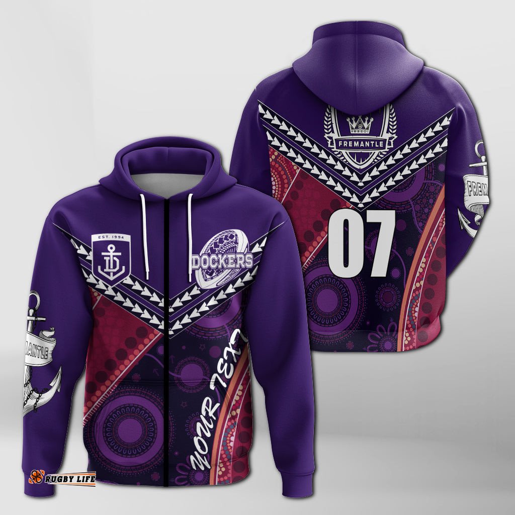 custom personalised fremantle dockers zip hoodie aboriginal mix crimson style