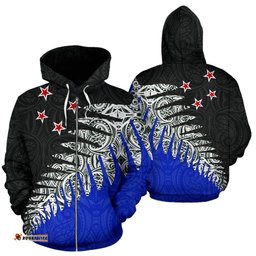 New Zealand Silver Fern Pullover Zip Up Hoodie
