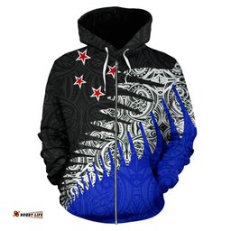 New Zealand Silver Fern Pullover Zip Up Hoodie