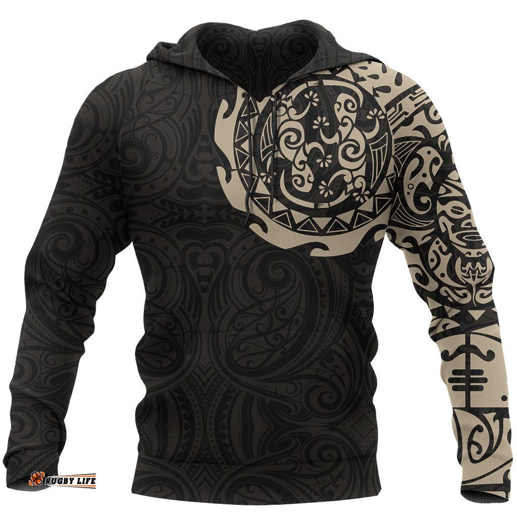 Maori Tattoo Hoodie, New Zealand Lizard All Over Print Hoodie