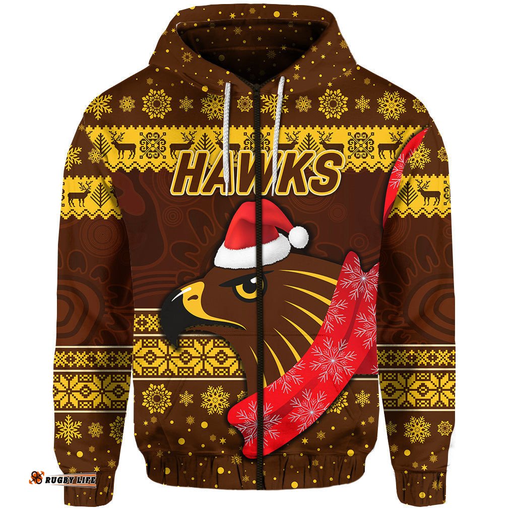 custom personalised hawthorn hawks zip hoodie christmas simple style
