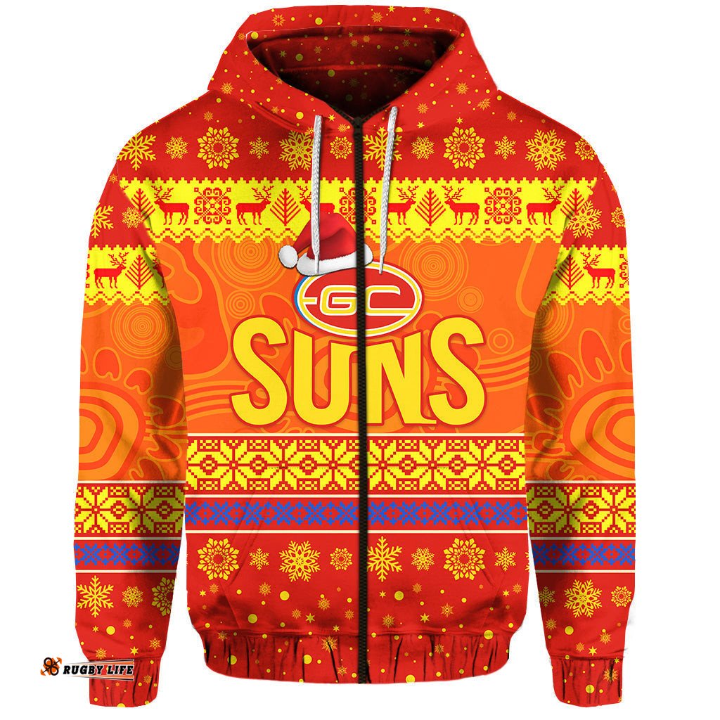custom personalised gold coast suns zip hoodie christmas simple style