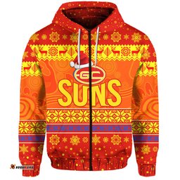 custom personalised gold coast suns zip hoodie christmas simple style