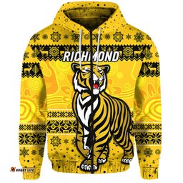 custom personalised richmond tigers zip hoodie christmas simple style yellow