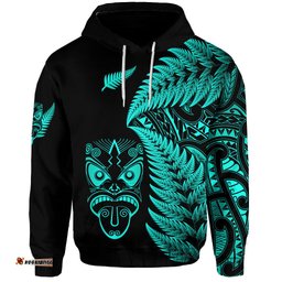 new zealand haka rugby maori hoodie silver fern vibes turquoise