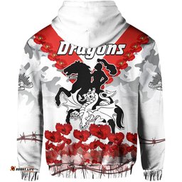 custom personalised dragons anzac hoodie we will remember them