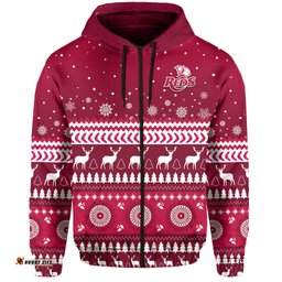custom personalised reds christmas zip hoodie queensland rugby indigenous