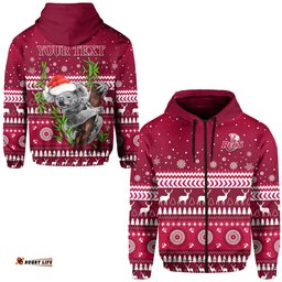 custom personalised reds christmas zip hoodie queensland rugby indigenous