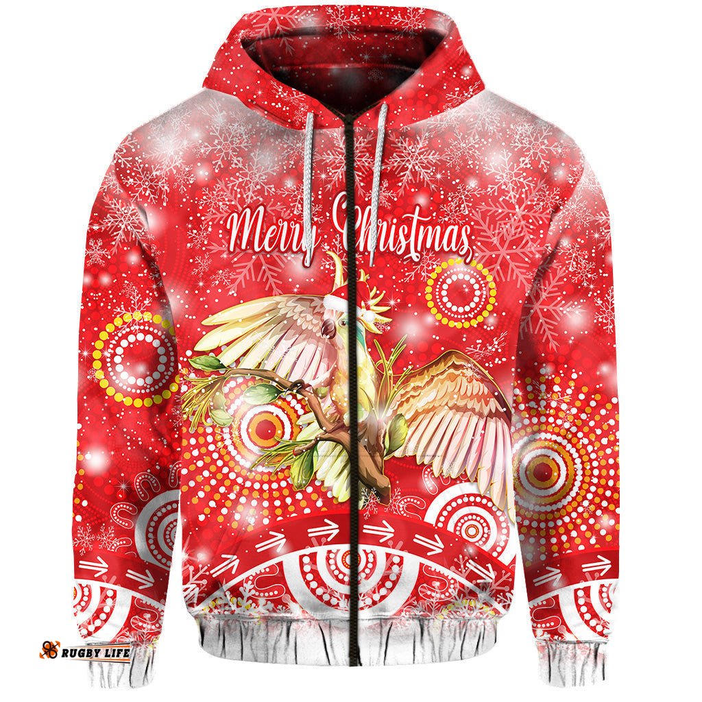 australia cockatoo christmas zip hoodie original style red
