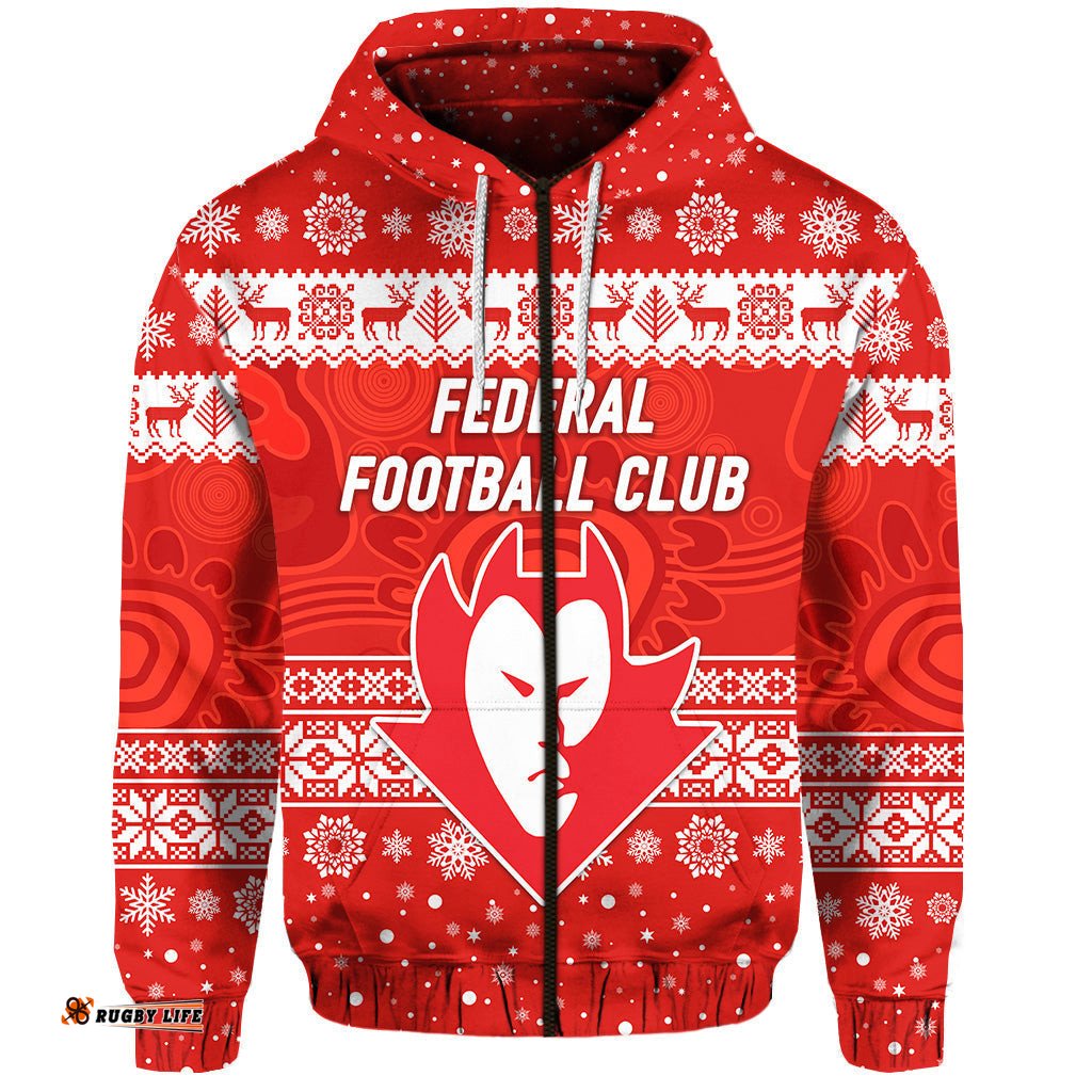 federal football club zip hoodie christmas simple style red