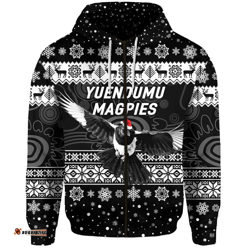 yuendumu magpies football club zip hoodie christmas simple style black