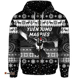 yuendumu magpies football club zip hoodie christmas simple style black