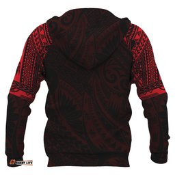 Hei Matau Maori Tattoo All Over Hoodie Red