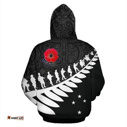 Lest We Forget New Zealand Maori Hoodie Black