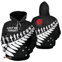 Lest We Forget New Zealand Maori Hoodie Black