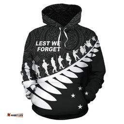 Lest We Forget New Zealand Maori Hoodie Black