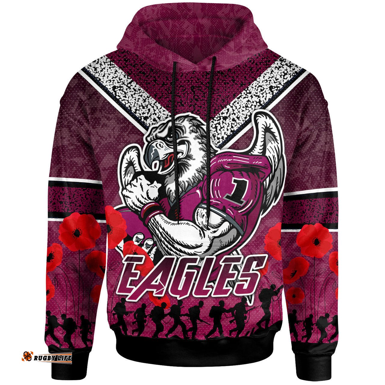 sea eagles rugby hoodie custom anzac eagles hoodie