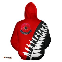 Lest We Forget Zipper Hoodie, Maori ANZAC Fern Zip Up Hoodie Red