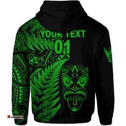 custom personalised new zealand haka rugby maori zip hoodie silver fern vibes green