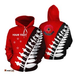 New Zealand Lest We Forget Custom Hoodie Red