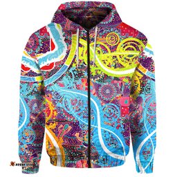 aboriginal art colorful vibes zip hoodie indigenous