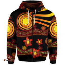 custom personalised aboriginal indigenous flag vibes zip hoodie turtle